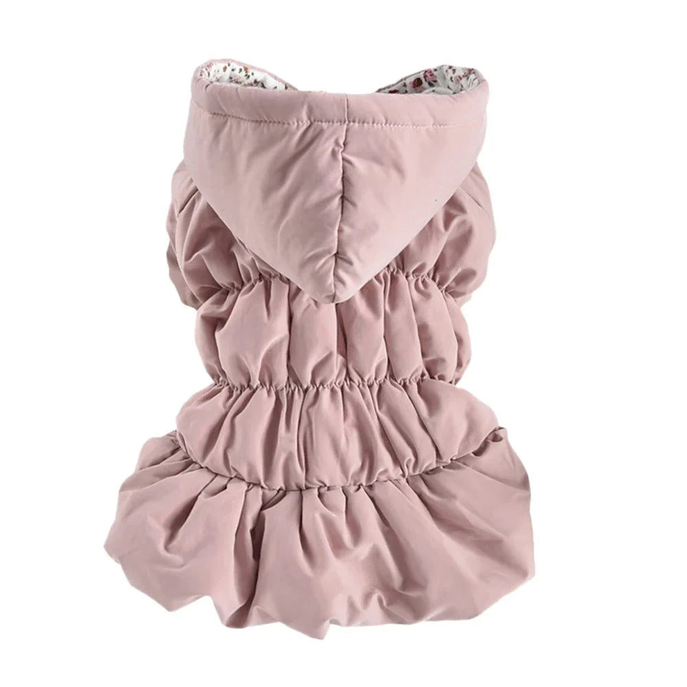 Winter Warm Dog Dress Puppy Pet Dog Coats Princess Floral Bubble Skirt