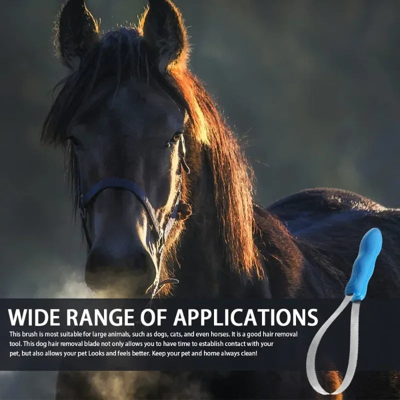 Pet Dog Horse Metal Sweat Scraper Shedding Blade Brush Grooming