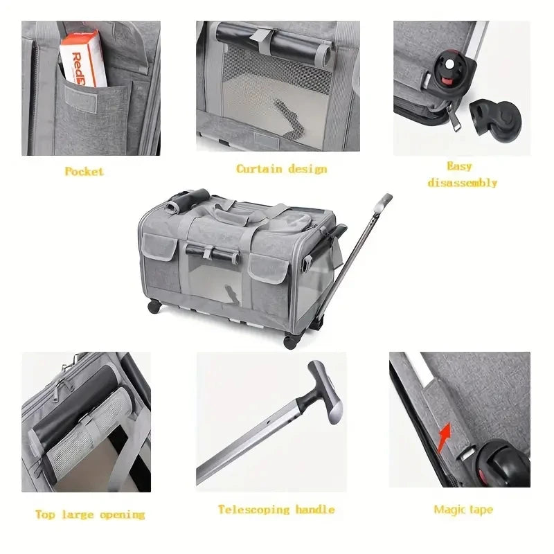 Extra Large Portable Pet Trolley Case, Detachable