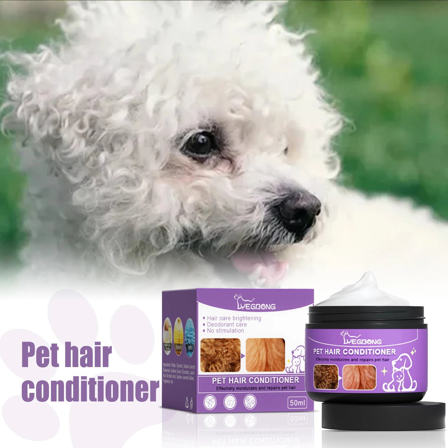 50ml Non-Knotted Pet Hair Care Cream Moisturizes Pet Hair Conditioner