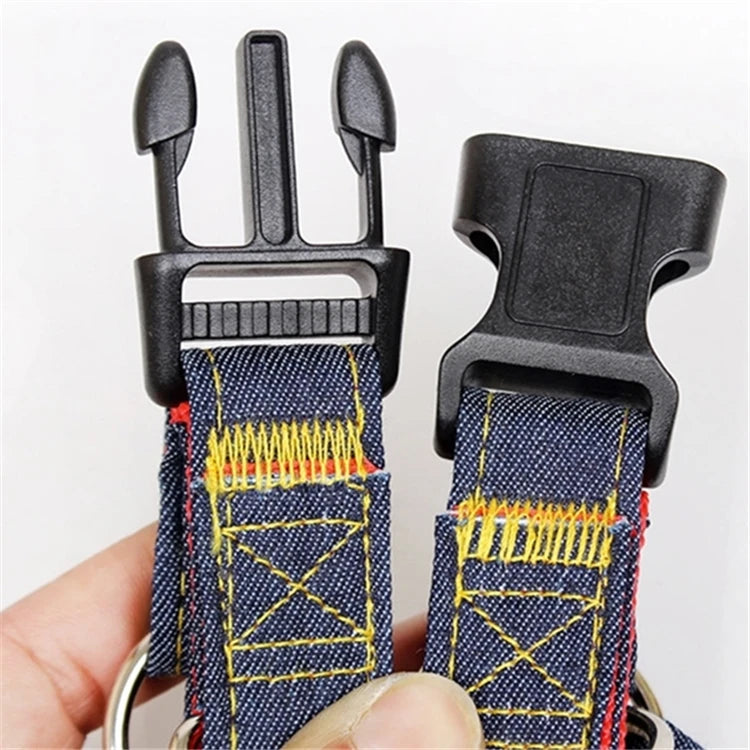 Hot Sell  Durable Adjustable Nylon Cat Collars Pet Denim Dog Collar