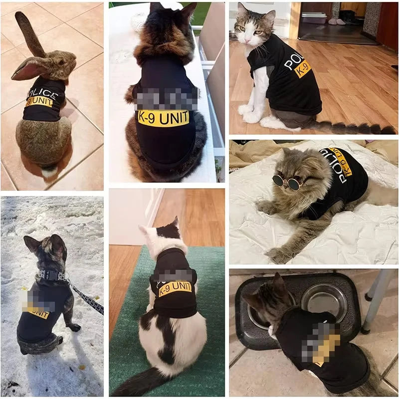 Pet Cats Dogs Cartoon POLICE Print Vest Cats and Dogs Spring Summer Breathable Comfortable For Small and Medium Dog