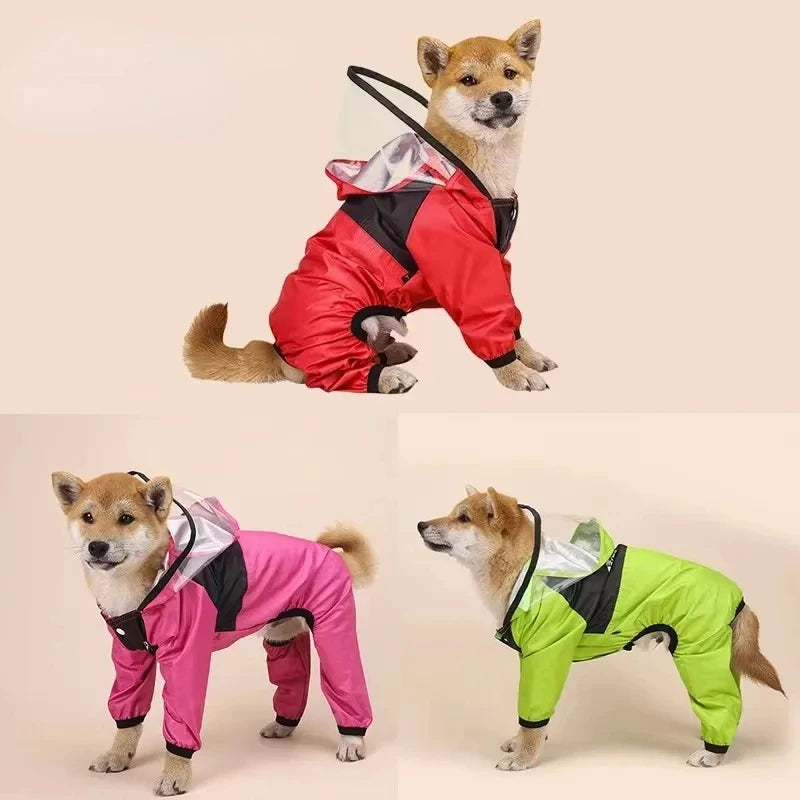 Pet Dog Raincoat The Dog Face Pet Clothes Jumpsuit Waterproof