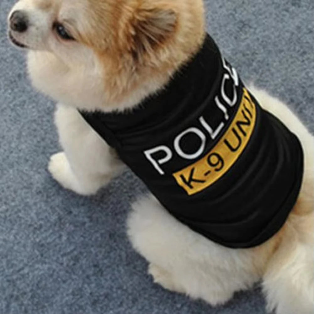 Pet Cats Dogs Cartoon POLICE Print Vest Cats and Dogs Spring Summer Breathable Comfortable For Small and Medium Dog