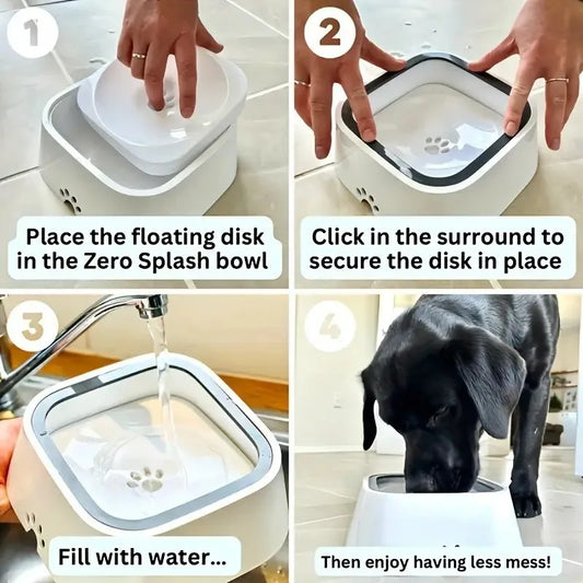 Spill-Proof Pet Water Bowl, Non-Slip Base
