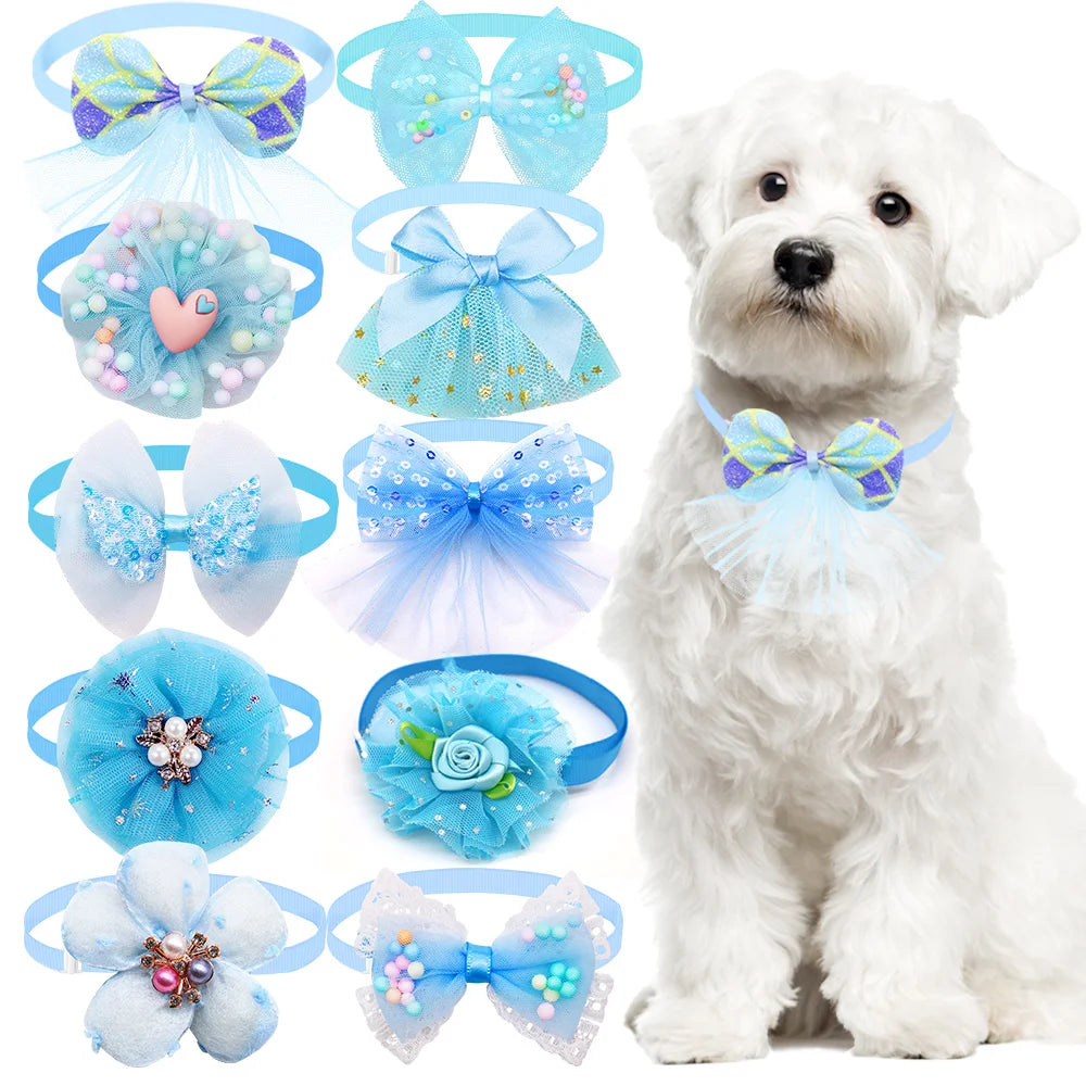 10pcs Pet Dog Bow Collar Adjustable Dog Cat Bows
