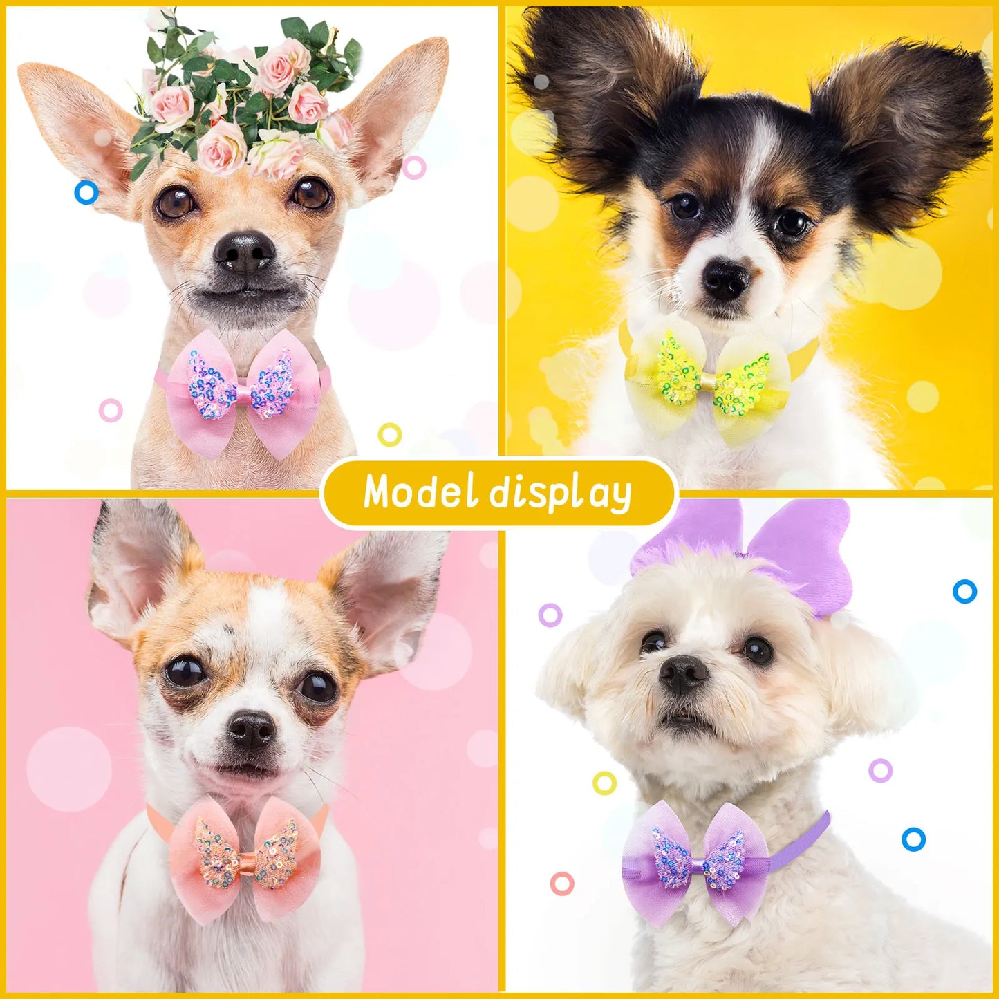 10pcs Pet Dog Bow Collar Adjustable Dog Cat Bows