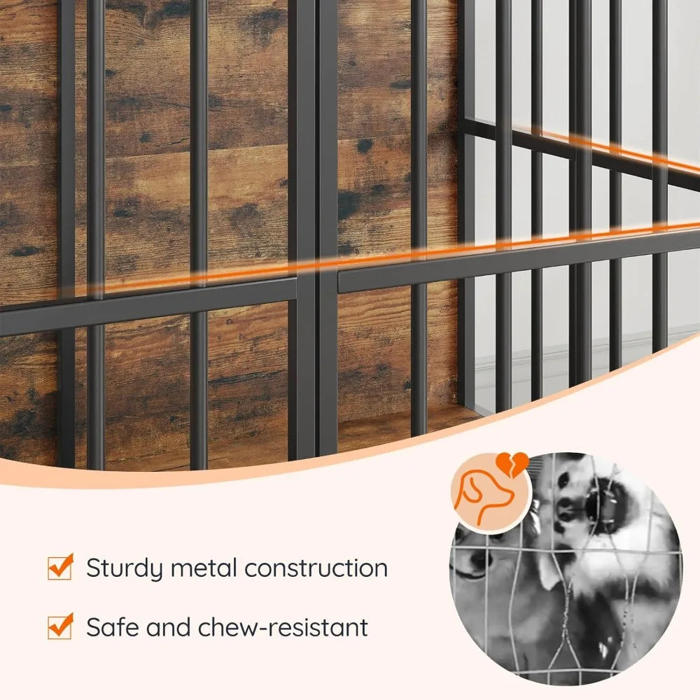 46.5" Large Dog Crate Furniture, Wooden Dog Kennel Indoor