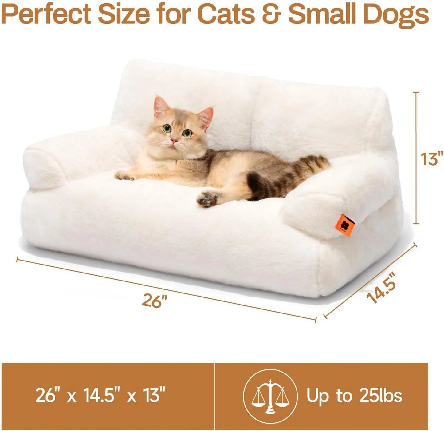 Mewoofun Pet Couch Bed 26×19×13 Inch Washable Cat Beds