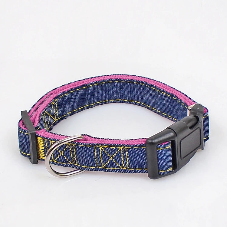Hot Sell  Durable Adjustable Nylon Cat Collars Pet Denim Dog Collar