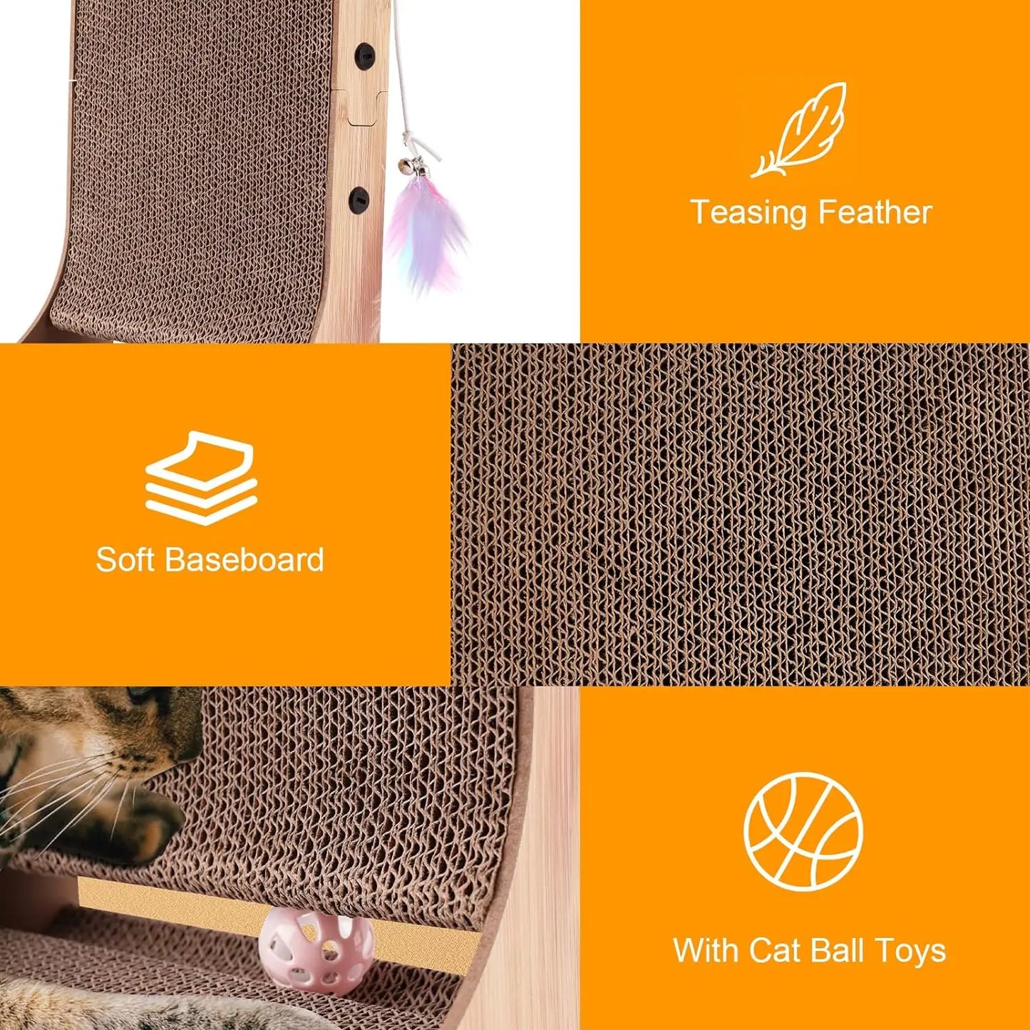 L Shape Cat Scratcher, 23.6 Inch Cat Scratchers for Indoor Cats, Protecting Furniture