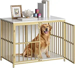 46.5" Large Dog Crate Furniture, Wooden Dog Kennel Indoor