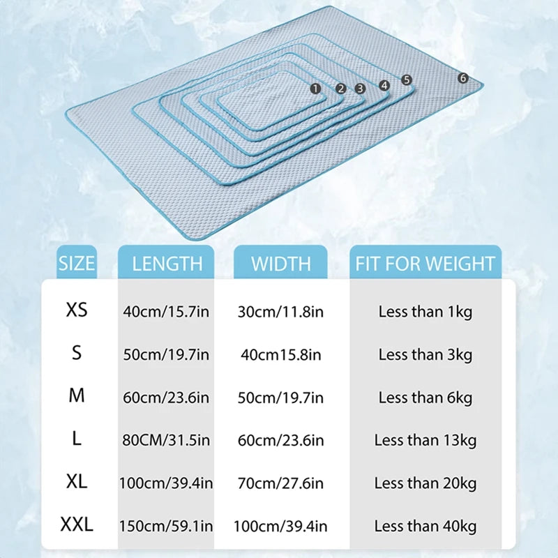 Dog Cooling Mat Summer Pet Cold Bed Cat Sleeping Pad Cool Ice Silk