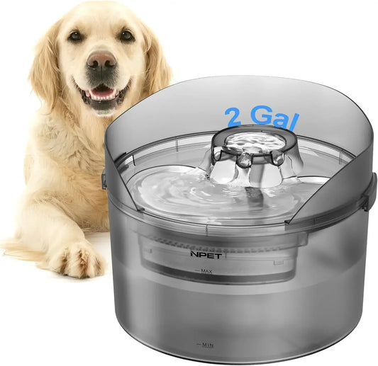 NPET Dog Water Fountain, 2 Gallon/270oz/8L Large Automatic