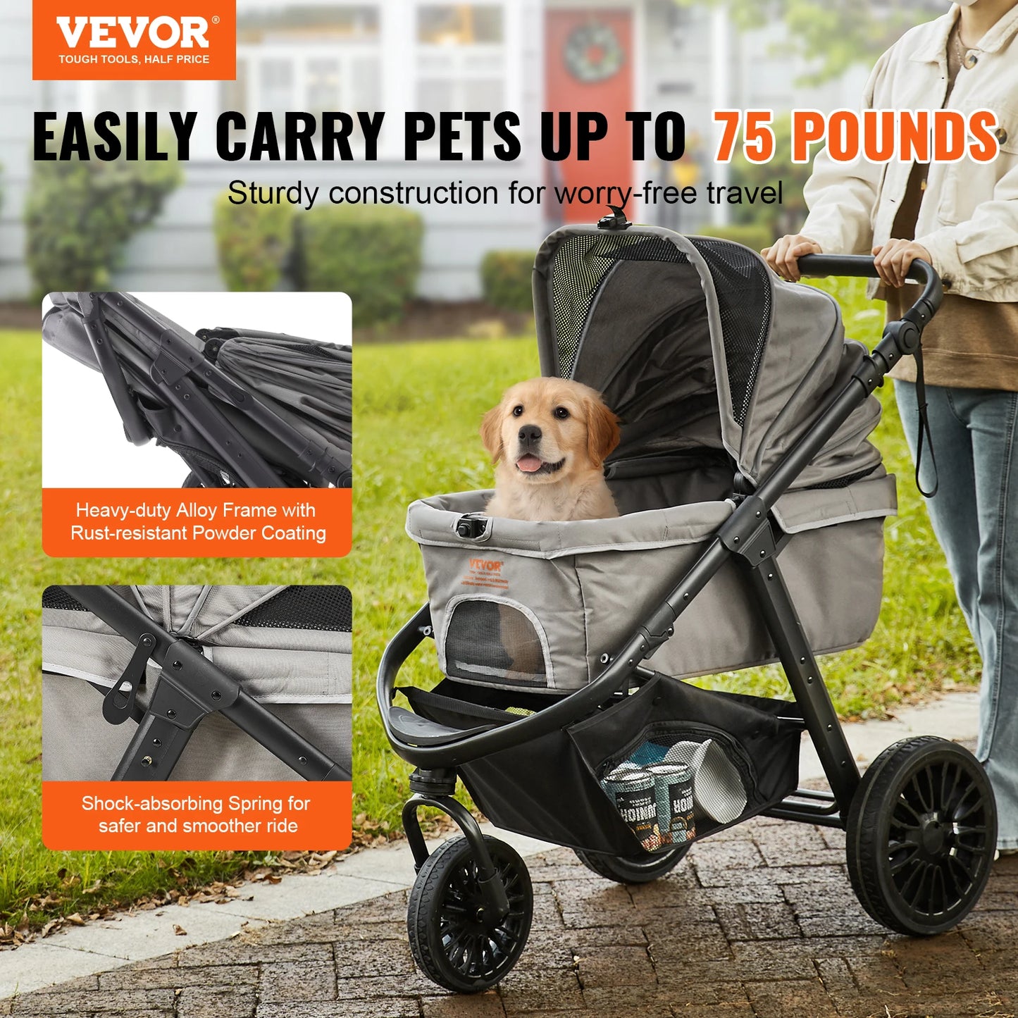 VEVOR Pet Stroller Carrier Dog Cat Strollers
