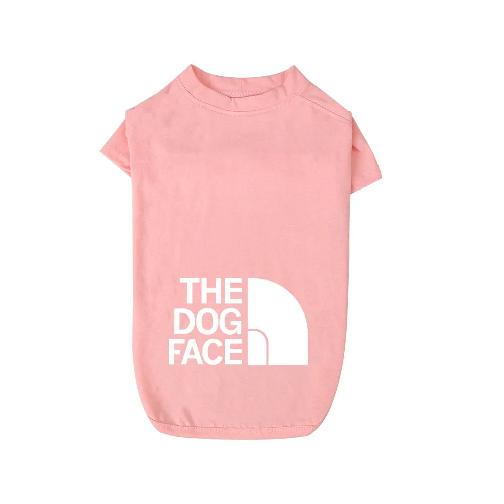 Dog Short Sleeved T-shirt New Spring and Summer Thin Pet Dog Face Pattern French Bulldog Small, Medium and Large Dog Clothing