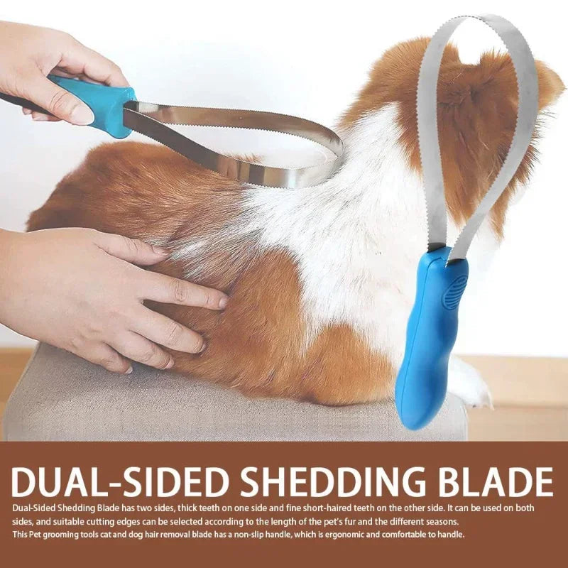 Pet Dog Horse Metal Sweat Scraper Shedding Blade Brush Grooming