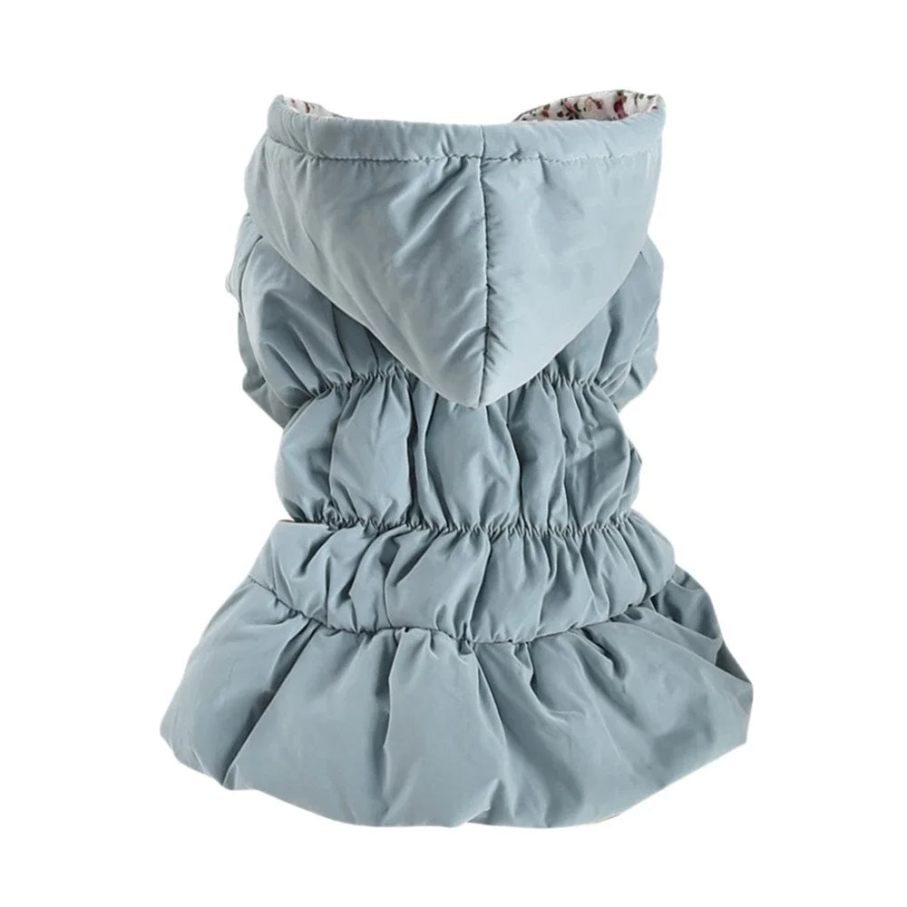 Winter Warm Dog Dress Puppy Pet Dog Coats Princess Floral Bubble Skirt