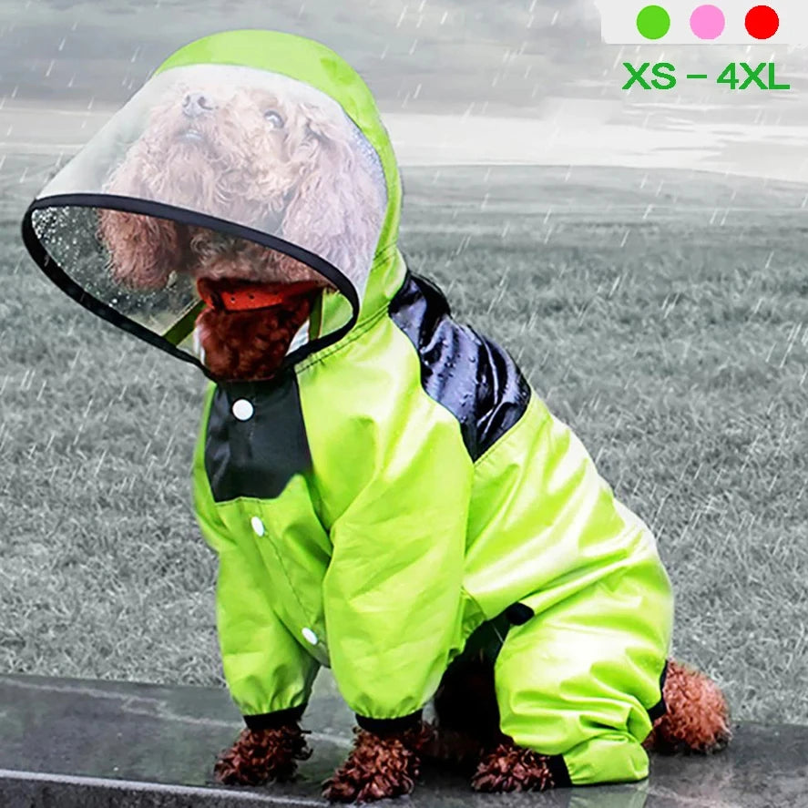 Pet Dog Raincoat The Dog Face Pet Clothes Jumpsuit Waterproof