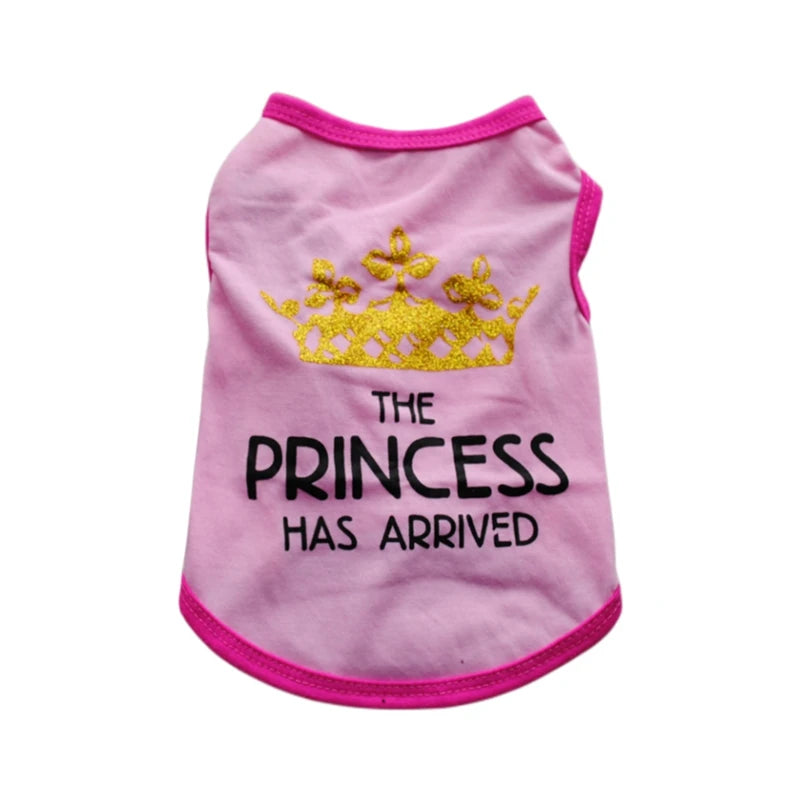 Summer Pet T-shirt Puppy Dog Clothes Crown Princess