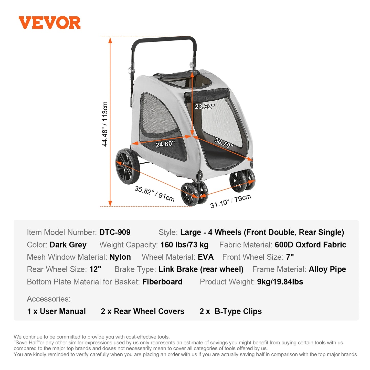 VEVOR Pet Stroller Carrier Dog Cat Strollers