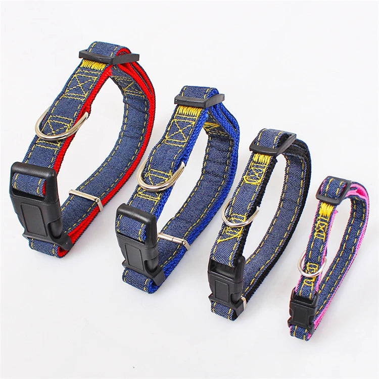Hot Sell  Durable Adjustable Nylon Cat Collars Pet Denim Dog Collar