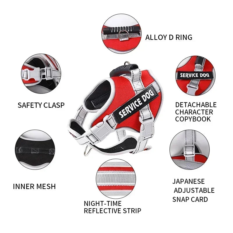 Service Dog Harness with Custom ID Tag Adjustable