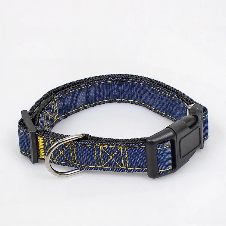 Hot Sell  Durable Adjustable Nylon Cat Collars Pet Denim Dog Collar