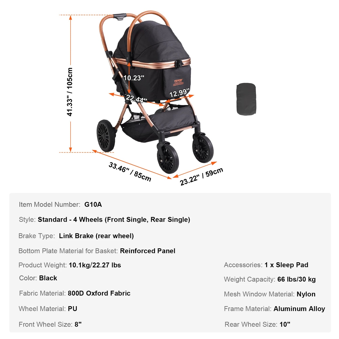 VEVOR Pet Stroller Carrier Dog Cat Strollers